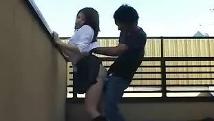 Molesting sexy student out at the roof top